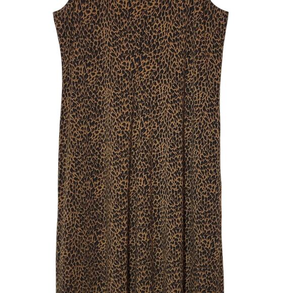 Garnet Hill Leopard Animal Print Maxi Dress Sleeveless Brown Black Casual Size L - Picture 10 of 16